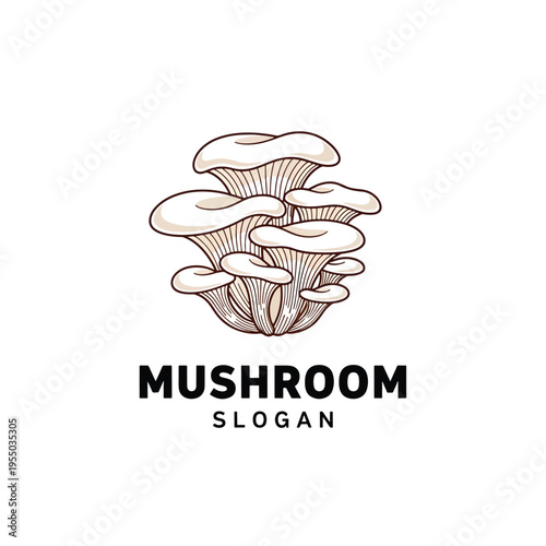 Detailed vector illustration of a cluster of edible oyster mushrooms, organic nature graphic design.