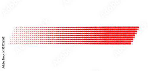 Red halftone dotted gradient stripe tapered horizontal dot pattern