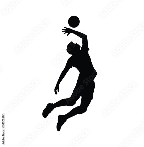 Silhouette of basketball player in midair catching ball vector illustration EPS PNG file