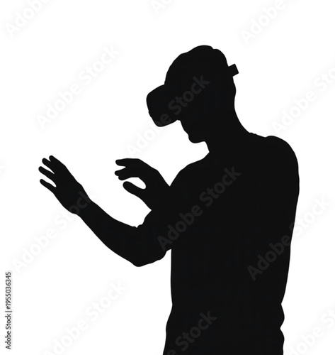 Silhouette of a person wearing a virtual reality headset vector illustration EPS PNG file
