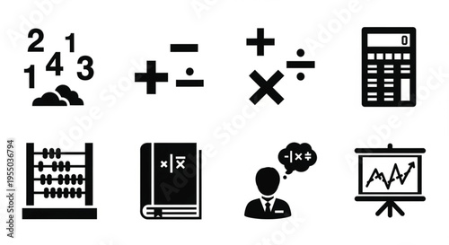  Math learning illustration. Vibrant falling numbers and digits for educational banner, back-to-school concept in vector style..eps