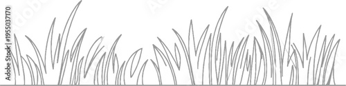 Hand drawn grey grass blades against white background simple