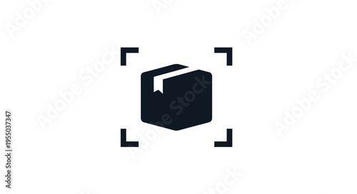 Black Box Delivery Package Icon.