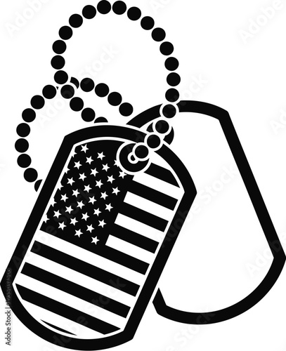 Memorial day tribute honoring fallen heroes with patriotic dog tags