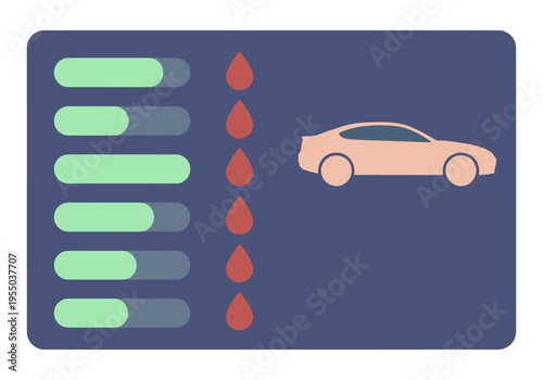 A stylized graphic depicts thermal interface material transferring heat to a car, showcasing water drops. Modern, illustrative design with a dark blue background and muted colors.