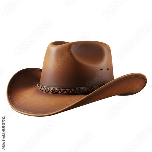 Brown cowboy hat isolated on white background