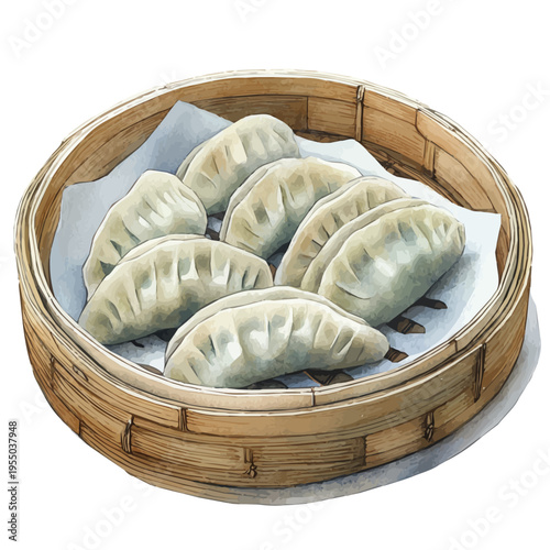 watercolor of Dumplings illustration, isolated on a white background.