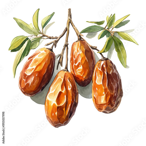 watercolor of Date, vector clipart, isolated on a white background.