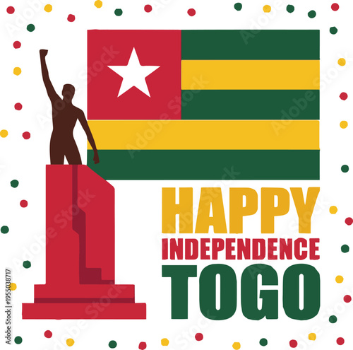 Celebrating togo independence day with national flag and text togo flag red stripe green stripe desi