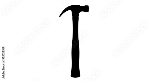 Black silhouette of a claw hammer on white background