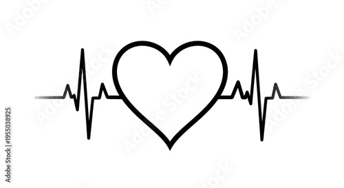 Heartbeat EKG Line with Heart Shape Icon