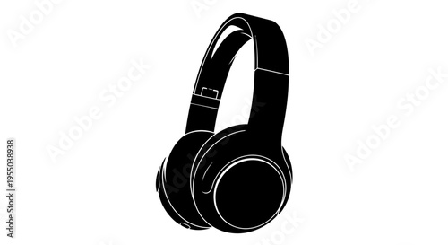 Minimalist Black Silhouette of Modern Over-Ear Headphones