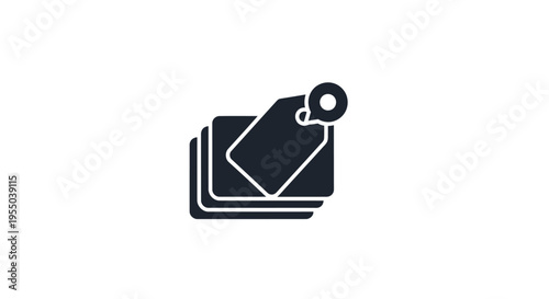 Black Tag Icon with Hole Punch.