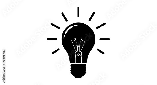 Black and white light bulb icon for creative ideas and innovation