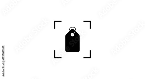 Black Tag with Metal Ring Closeup.