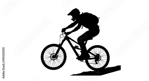 Silhouette of a Mountain Biker Jumping on a Trail