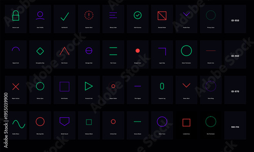 Set of 40 neon UI icons vector