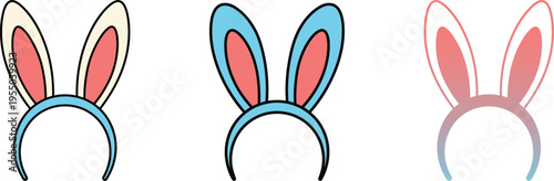 Bunny ears headbands colorful easter costume accessory icons