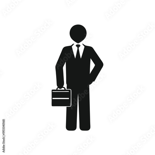 Smiling avatar shows upper body of person in suit and tie icon