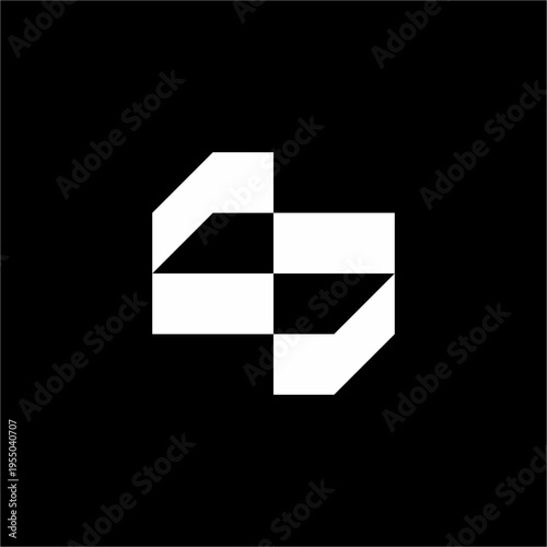 A futuristic logo featuring a bold letter S constructed from sharp, isometric geometric blocks.
