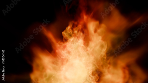 fire flame burst explosion smoke CG 3D illustration