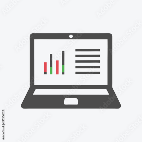 Laptop shows a growth chart with menu icon in a clean style