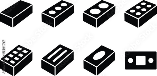 Brick Icons Set clay silhouettes