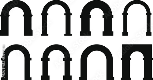 Collection of eight black silhouette icons of architectural arches 0ad4479d50 layout
