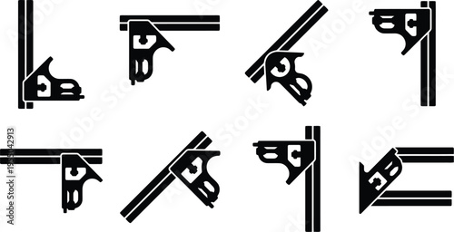 Obraz na plátně Diverse Black Combination Square Icons in Various Orientations on White Backgrou