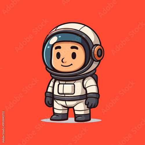 Cute Cartoon Astronaut Character icon logo flat vector design
