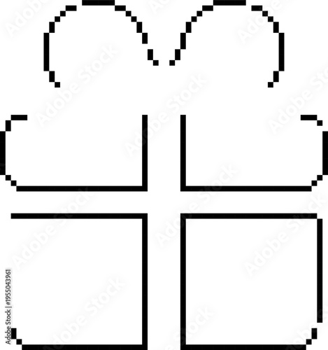 Pixel gift box icon. Present or package vector illustration isolated on white background.