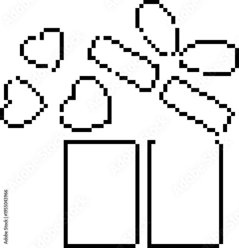 Pixel gift box icon. Present or package vector illustration isolated on white background.