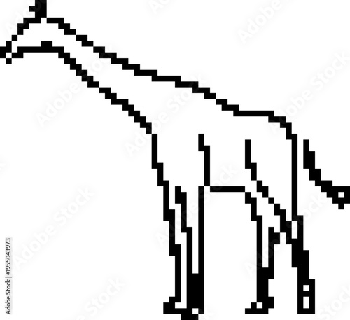 Pixel giraffe icon in retro 8-bit style. Animal vector illustration isolated on white background.