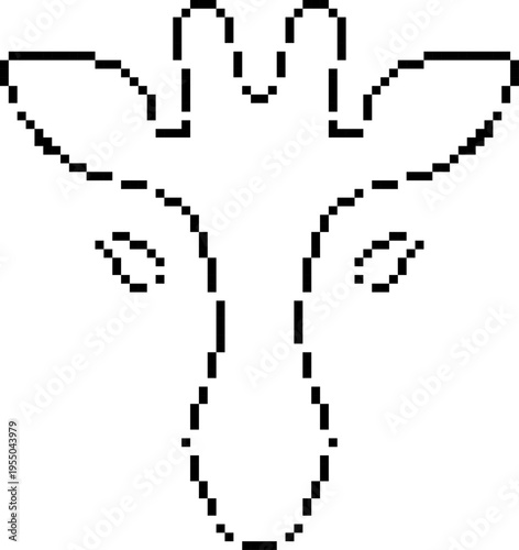 Pixel giraffe icon in retro 8-bit style. Animal vector illustration isolated on white background.