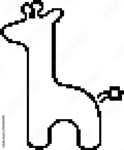 Pixel giraffe icon in retro 8-bit style. Animal vector illustration isolated on white background.