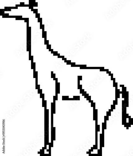 Pixel giraffe icon in retro 8-bit style. Animal vector illustration isolated on white background.