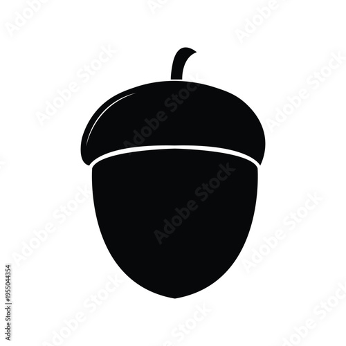 Minimalist Black Acorn Icon Vector Illustration of Oak Nut Seed