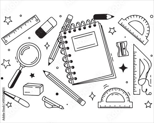 School and office supplies doodles