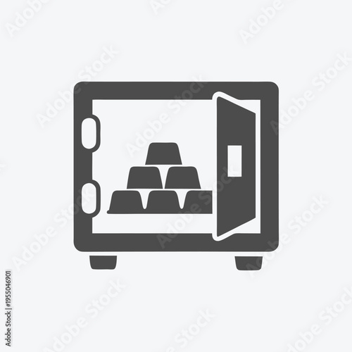 Open safe box reveals stacks of gold bullion bars inside, displaying wealth protection