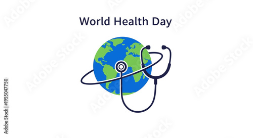 World Health Day medical globe icon.