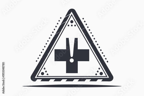 A striking red exclamation point stands out in a stark, stylized dark triangle warning symbol