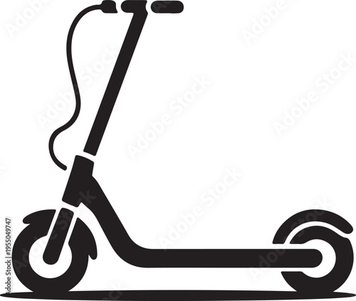 Black Electric Scooter Icon Silhouette Isolated on White Background Modern Personal Transport