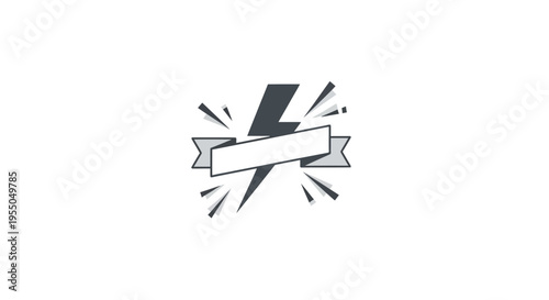 Grey and black banner icon symbol.