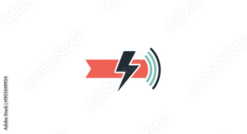 Lightning Bolt Icon with Sound Waves.