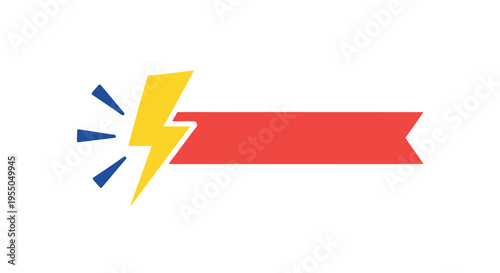 Free Download Lightning Bolt on Red Banner Icon. - GFXLoad