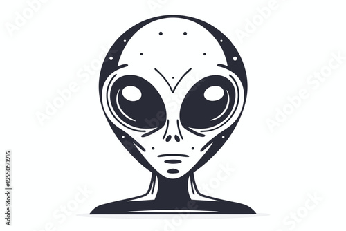 Extraterrestrial being stares forward with large eyes and grey skin, a unique portrait