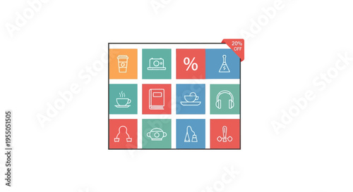 Business Finance Icons on Squares.