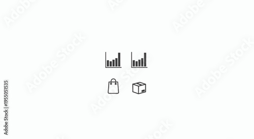 Business graphs and shopping icons.