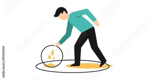 man rolling ball with fire inside, businessman struggling