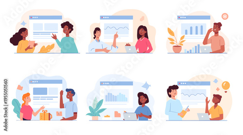 A vibrant, modern illustration featuring abstract figures. Ideal for use in branding, website design, or presentations needing a fresh and positive fe